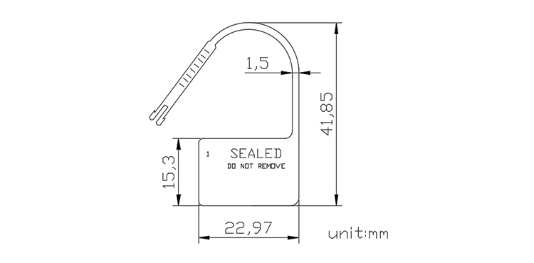 Plastic padlock seal water meter security seal one time use high security lock CAD